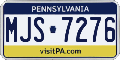 PA license plate MJS7276