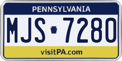 PA license plate MJS7280