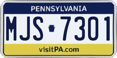 PA license plate MJS7301