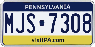 PA license plate MJS7308