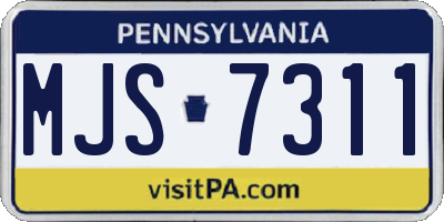 PA license plate MJS7311