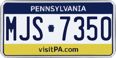 PA license plate MJS7350