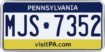 PA license plate MJS7352