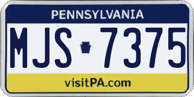 PA license plate MJS7375