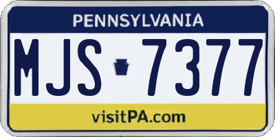 PA license plate MJS7377
