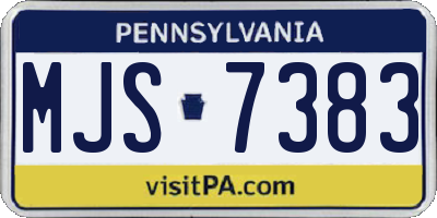 PA license plate MJS7383