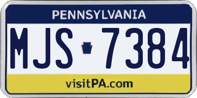 PA license plate MJS7384