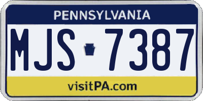PA license plate MJS7387