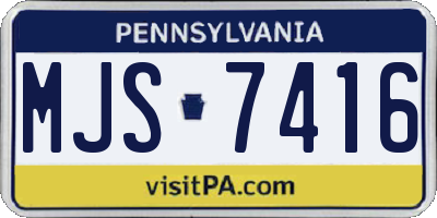 PA license plate MJS7416