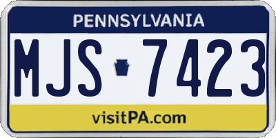 PA license plate MJS7423