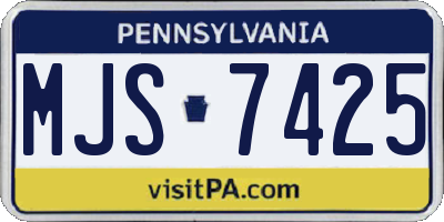 PA license plate MJS7425