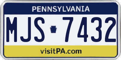 PA license plate MJS7432