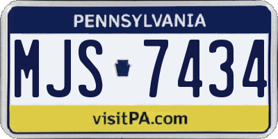 PA license plate MJS7434