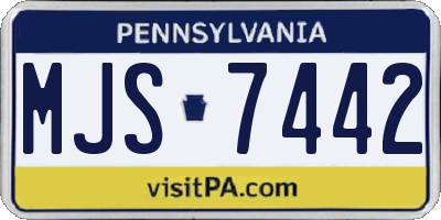 PA license plate MJS7442