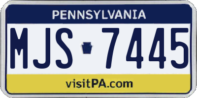 PA license plate MJS7445
