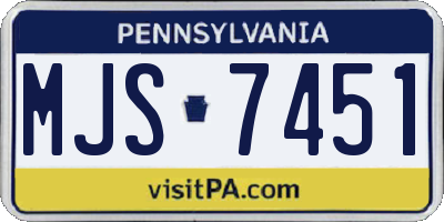 PA license plate MJS7451