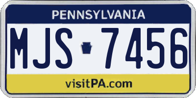 PA license plate MJS7456