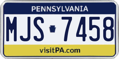 PA license plate MJS7458