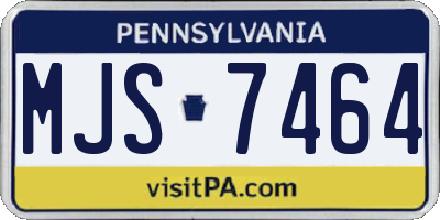 PA license plate MJS7464