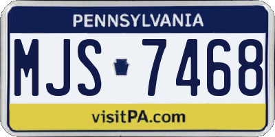 PA license plate MJS7468
