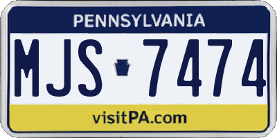 PA license plate MJS7474