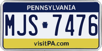 PA license plate MJS7476