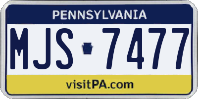 PA license plate MJS7477