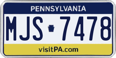 PA license plate MJS7478