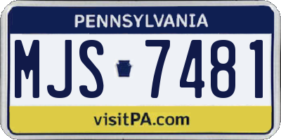 PA license plate MJS7481