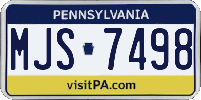 PA license plate MJS7498