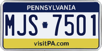 PA license plate MJS7501