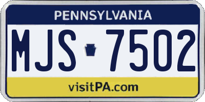 PA license plate MJS7502
