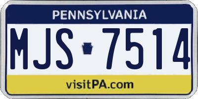 PA license plate MJS7514