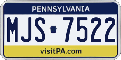 PA license plate MJS7522