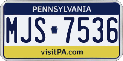 PA license plate MJS7536