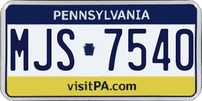 PA license plate MJS7540