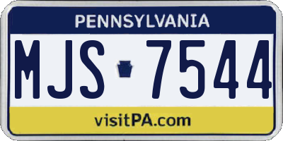 PA license plate MJS7544