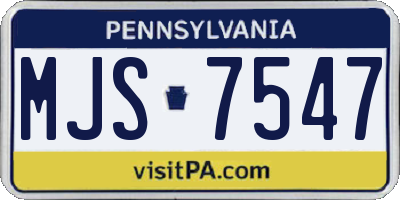 PA license plate MJS7547