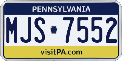 PA license plate MJS7552
