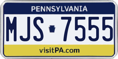 PA license plate MJS7555