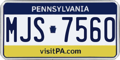 PA license plate MJS7560