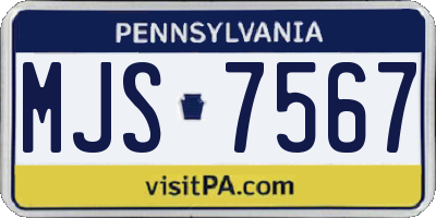 PA license plate MJS7567