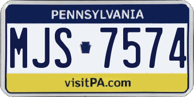 PA license plate MJS7574