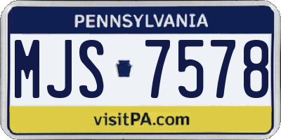 PA license plate MJS7578