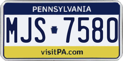 PA license plate MJS7580