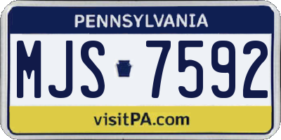 PA license plate MJS7592