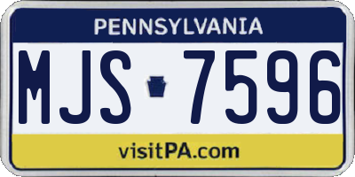 PA license plate MJS7596