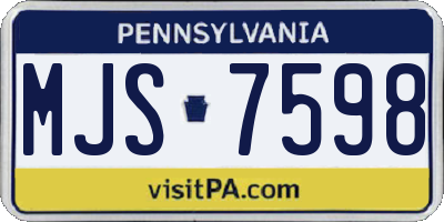 PA license plate MJS7598