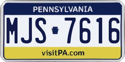 PA license plate MJS7616