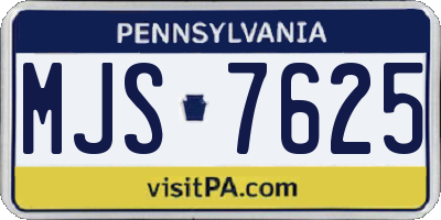 PA license plate MJS7625